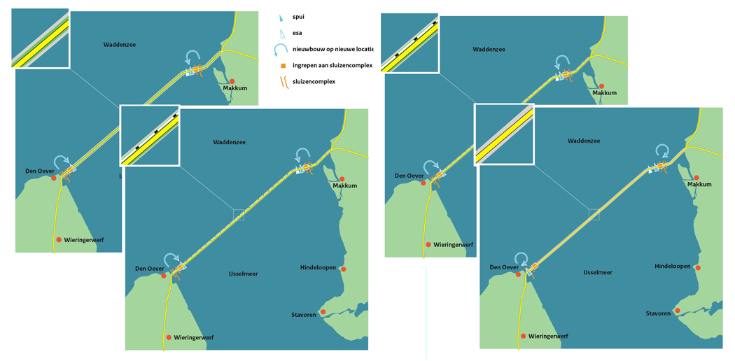 Infographic: Varianten dijkverzwaring van de Afsluitdijk Infographic varianten dijkverzwaring van de Afsluitdijk